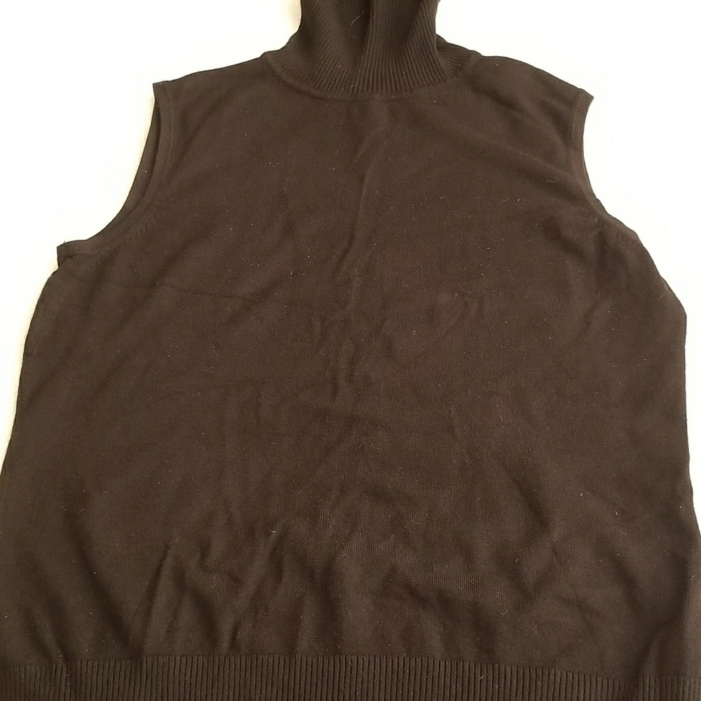 Black sweater sleeveless turtle neck top